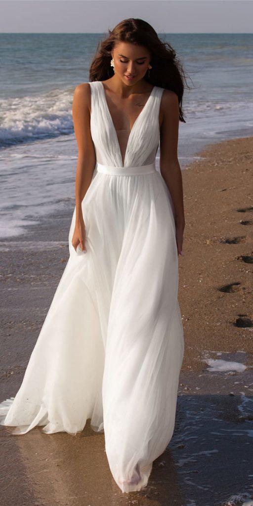 beach destination wedding dresses a line simple v neckline anna_sposa