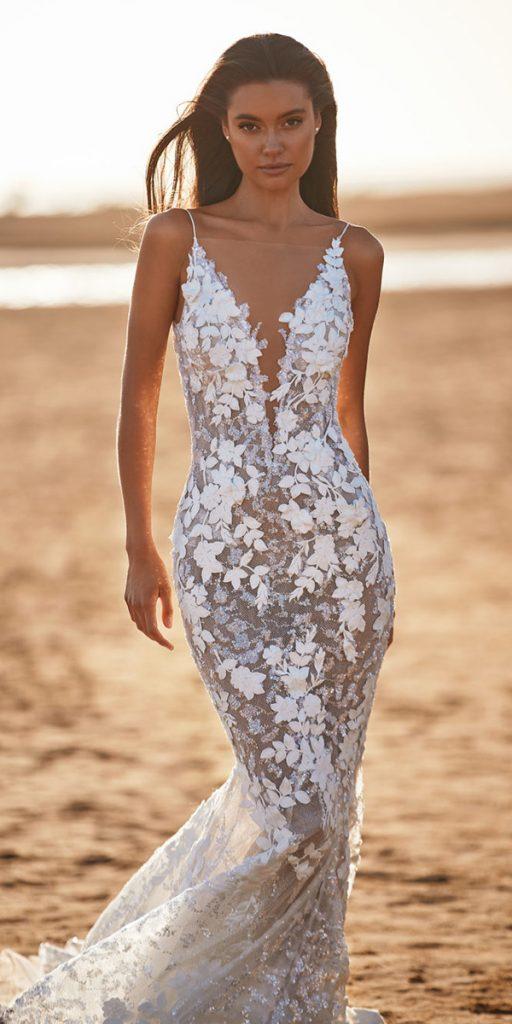 beach destination wedding dresses mermaid with spaghetti straps lace sexy milla nova