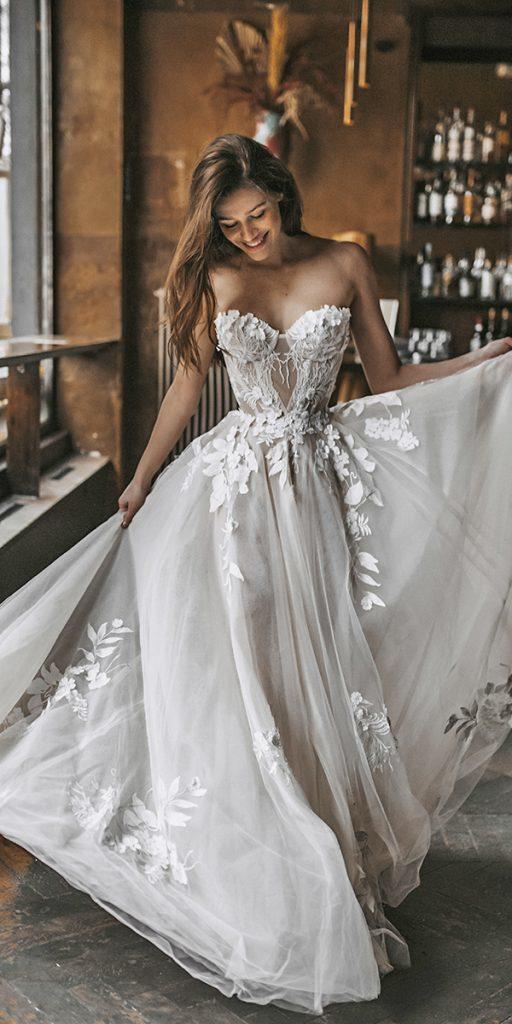 beach wedding dresses a line sweetheart strapless neckline floragalia lahav