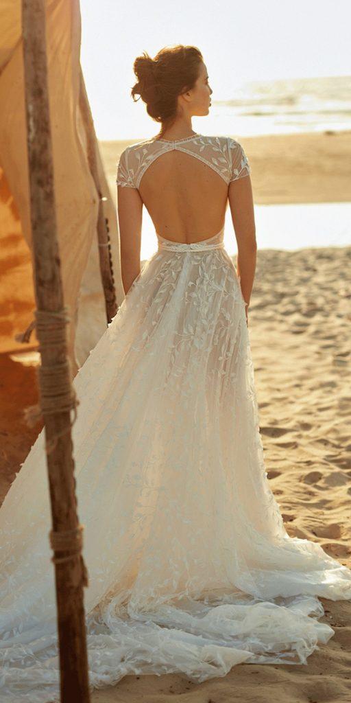 beach wedding dresses a line with cap sleeves open back dana harel