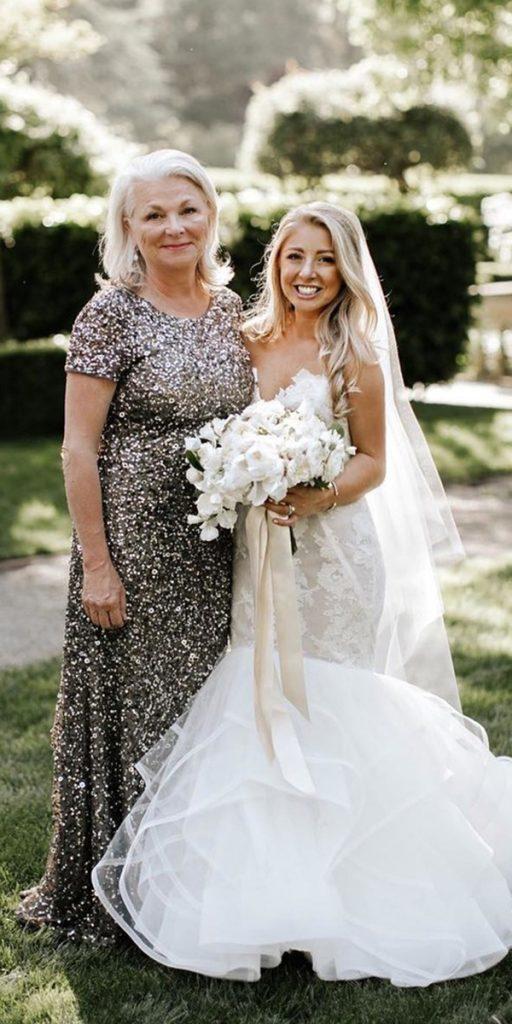 best mother of the bride dresses long with cap sleeves sequins silver adriannapapell