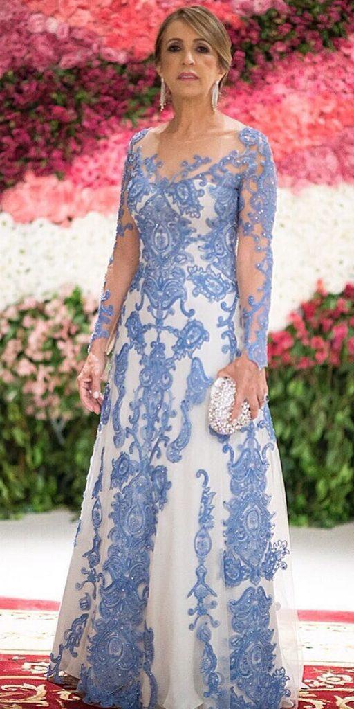 best-mother-of-th bride dresses long with illusion long sleeves lace dolce