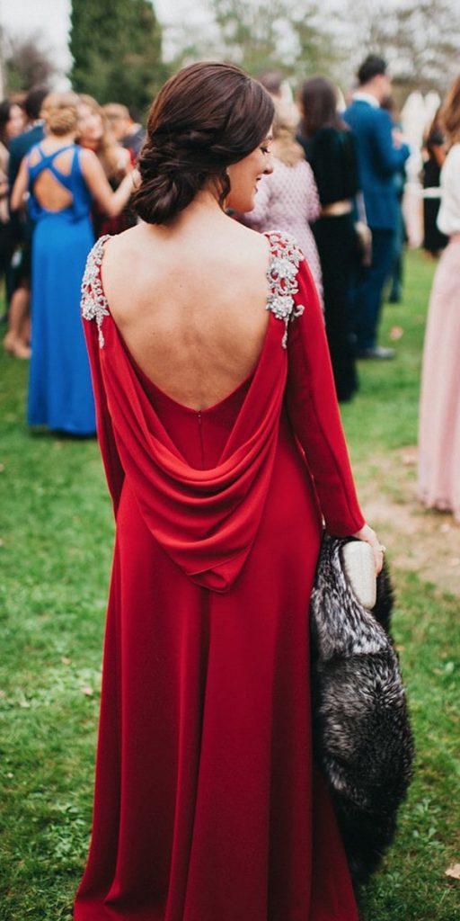 best mother of the bride dresses low back with long sleeves red nicolascostura