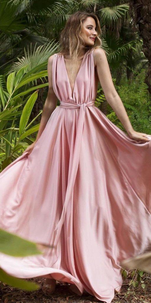 blush pink mother of the bride dress beach simple long mjsuarez_collections