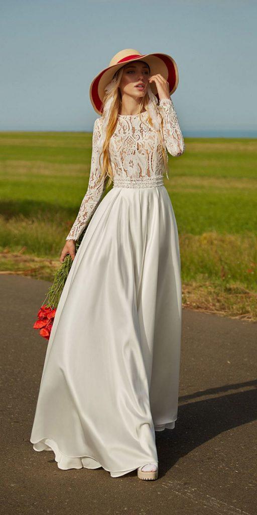 bohemian wedding dresses lace top with long sleeves lorange