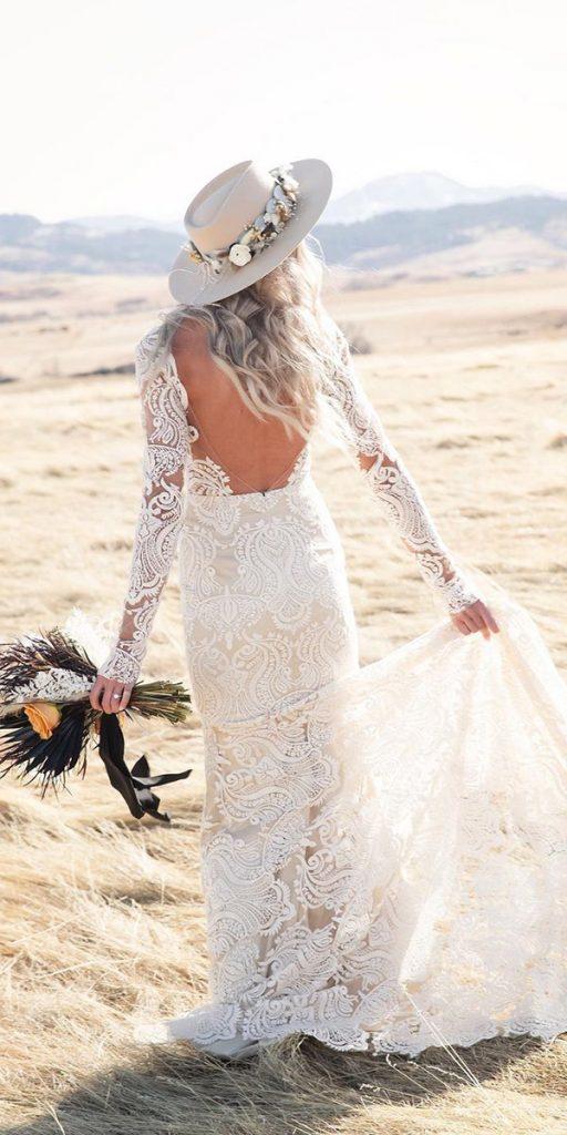 bohemian wedding dresses with long sleeves lace emmaandgracebrida