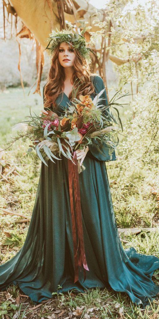 green wedding dresses a line sinple with long sleeves willowby by watters