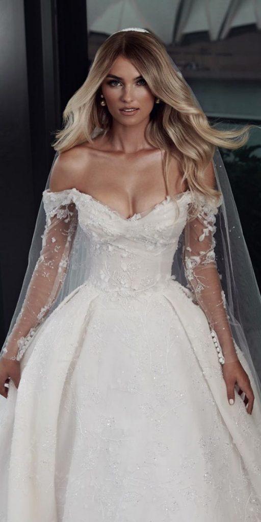 illusion sleeve wedding gown