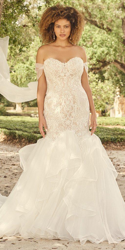 lace plus size wedding dresses mermiad sweetheart strapless neckline romantic maggie sottero