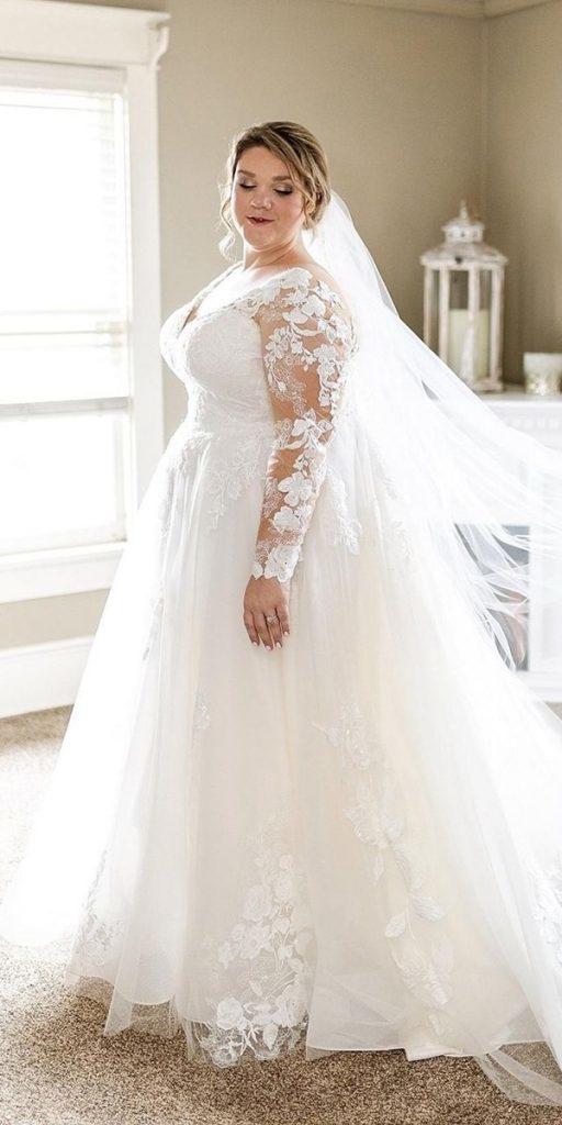 lace plus size wedding dresses with sleeves a line essenseofaustralia