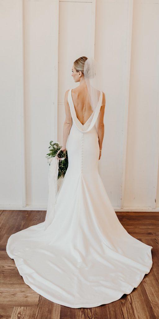 satin mermaid wedding dresses simple low back sexy victoriabonvicin