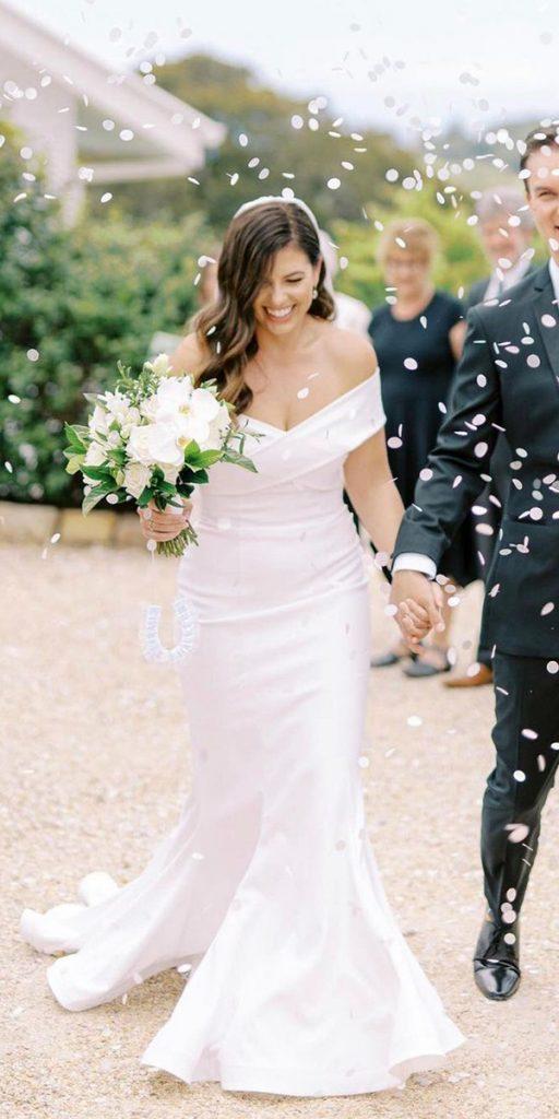 satin mermaid wedding dresses simple strapless neckline suzanneharward