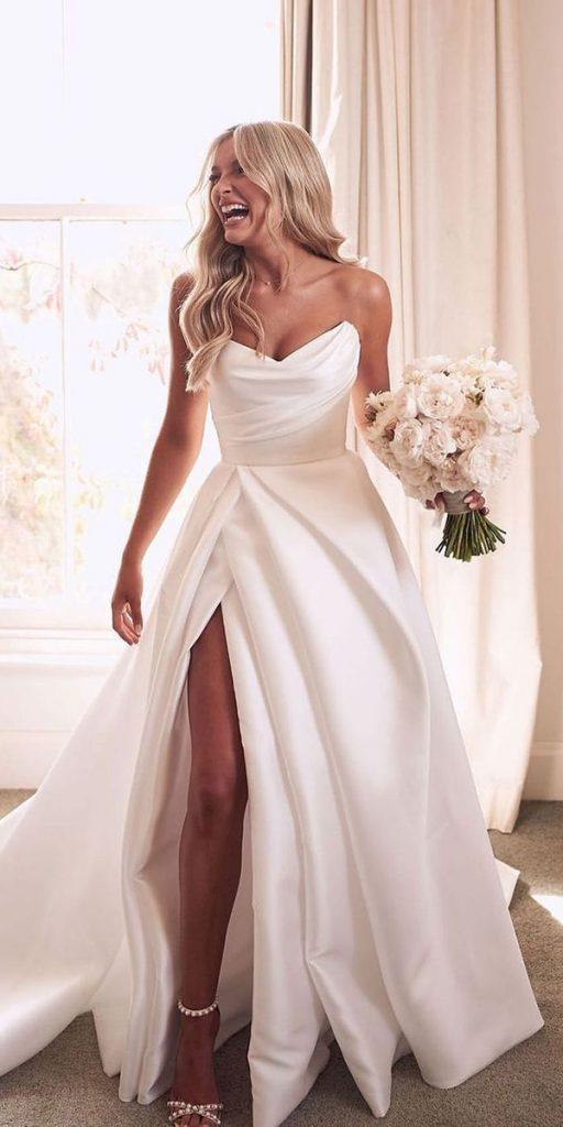 simple wedding dresses ball gown strapless neckline sweetheart romantic lost in love photo