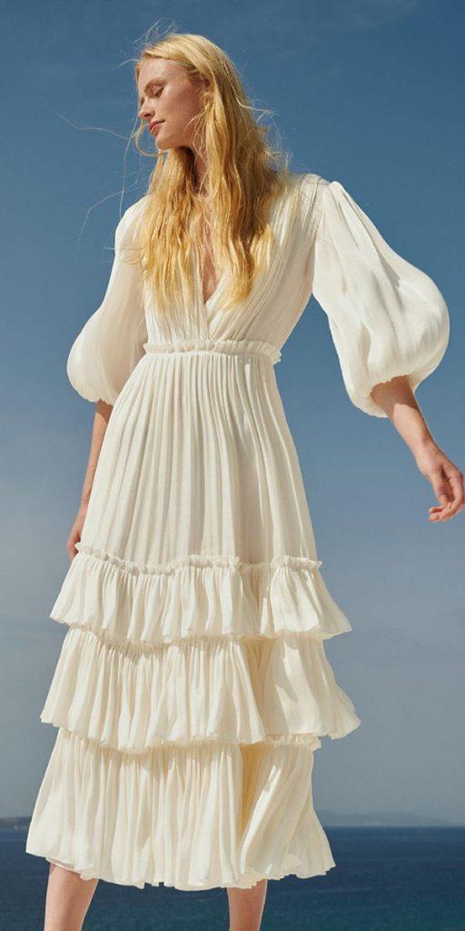 tea length wedding dresses simple with sleeves country casual costarellos