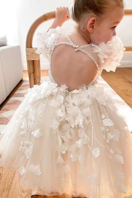 Lovely Satin Top Flower Girl Dresses, Cute Tulle Tutu Dresses for wedding,  FG024