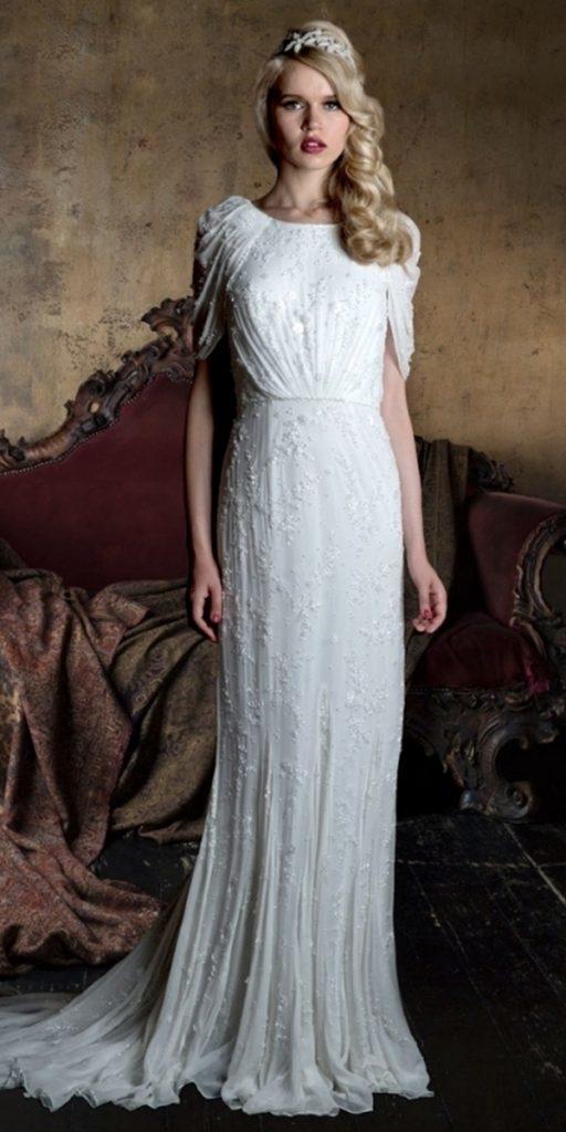 vintage wedding dresses with sleeves gatsby style elizajanehowel