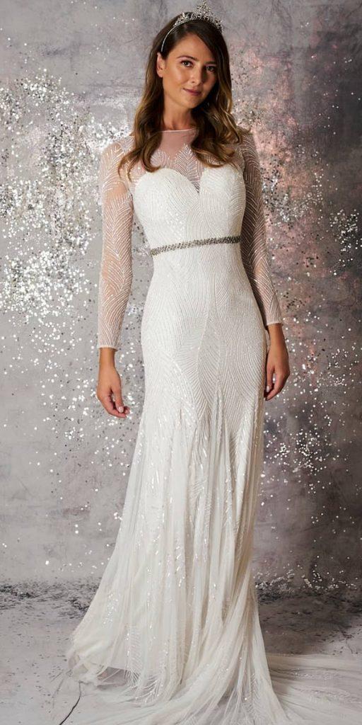 vintage wedding dresses with sleeves sheath sequins elizajanehowell