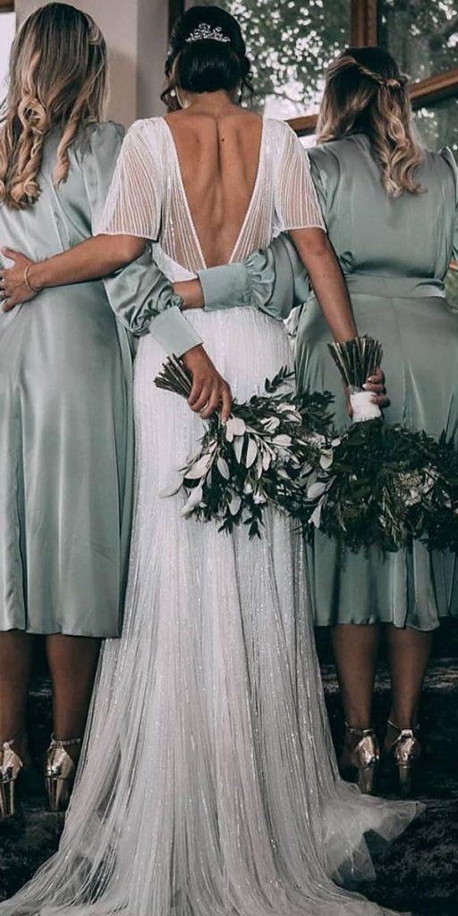 vintage wedding dresses with sleeves sheath v back sequins elizajanehowell