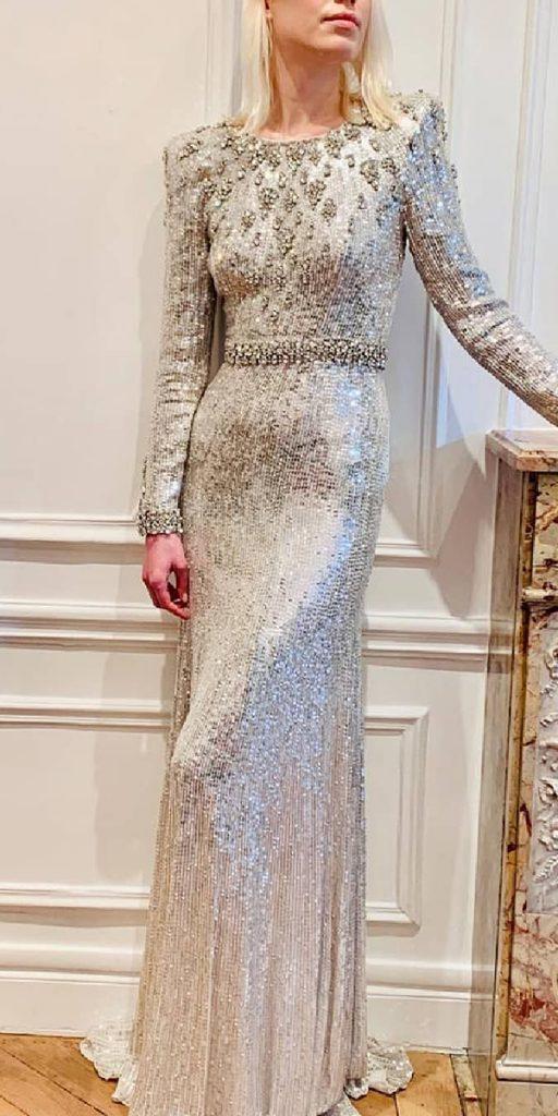 vintage wedding dresses with sleeves silver jeweled beaded jennypackham