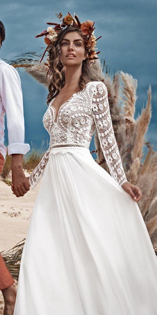 barnyard wedding dresses with long sleeves lace fabienne alagama