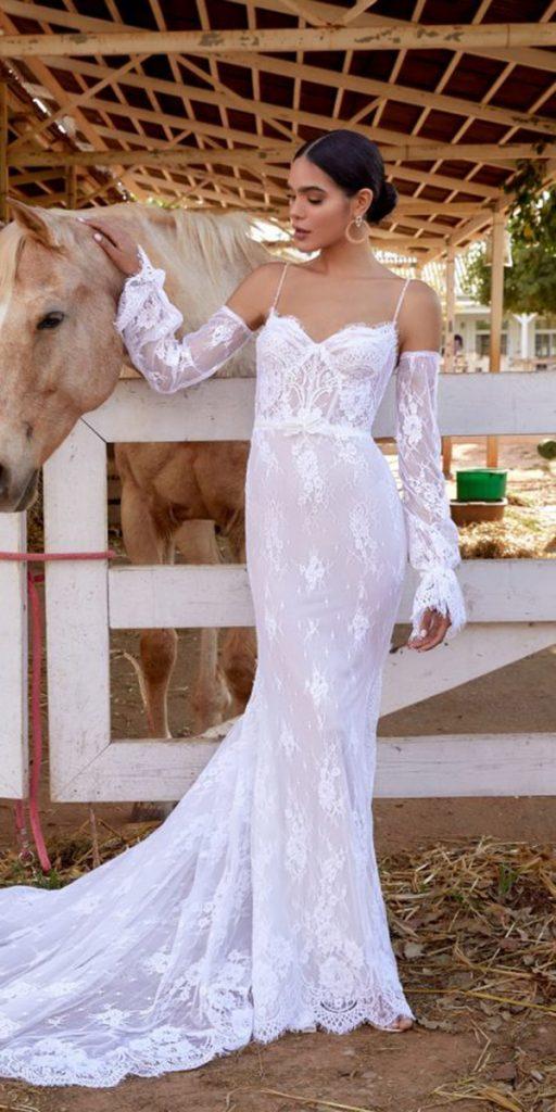  barnyard wedding dresses with spaghetti straps lace sweetheart neckline julie vino