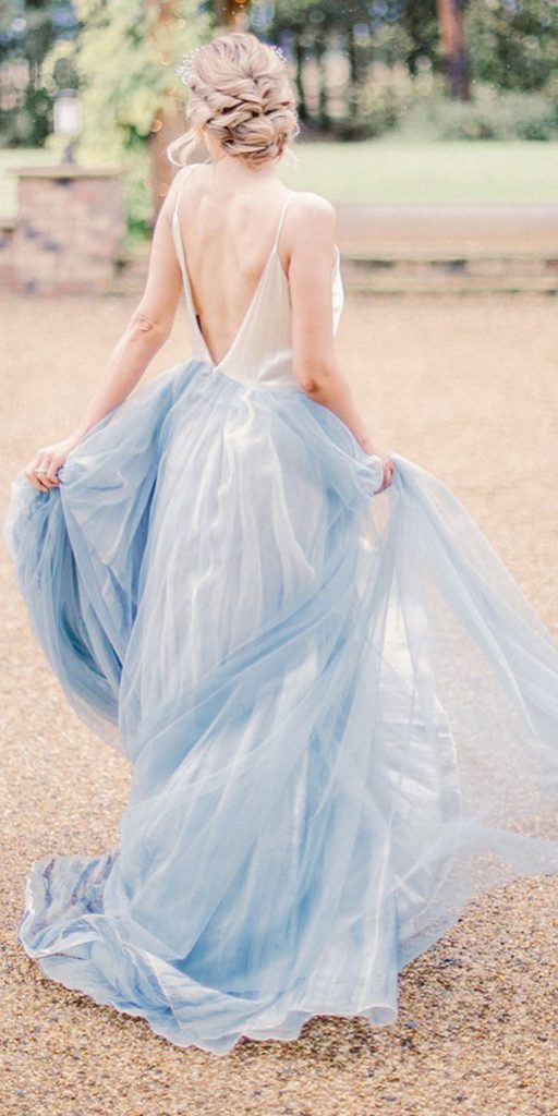 blue wedding dresses with white v back tabithastark