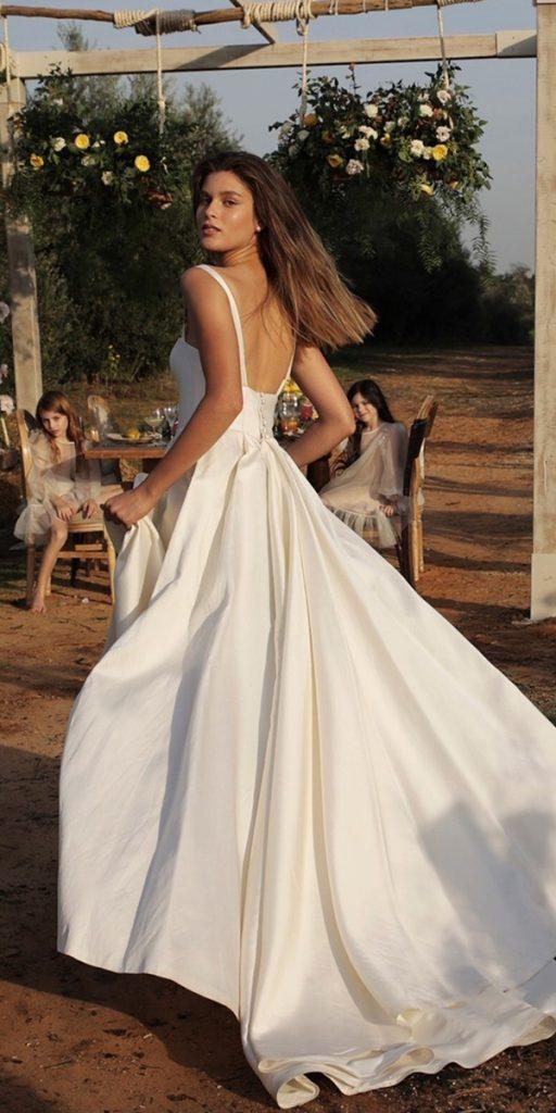 country wedding dresses low back simple a line lihihod