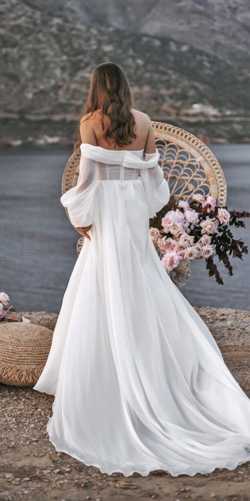country wedding dresses simple off the shoulder with sleeves milla