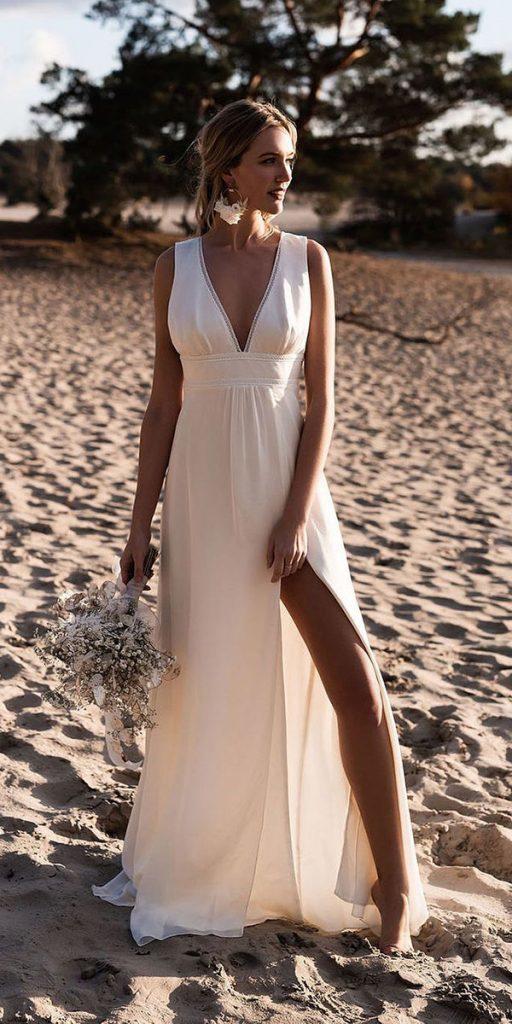 destination wedding dresses simple a line v neckline harpeparis