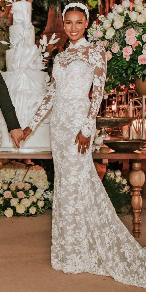 lace wedding dresses with sleeves lace high neck zuhairmurad