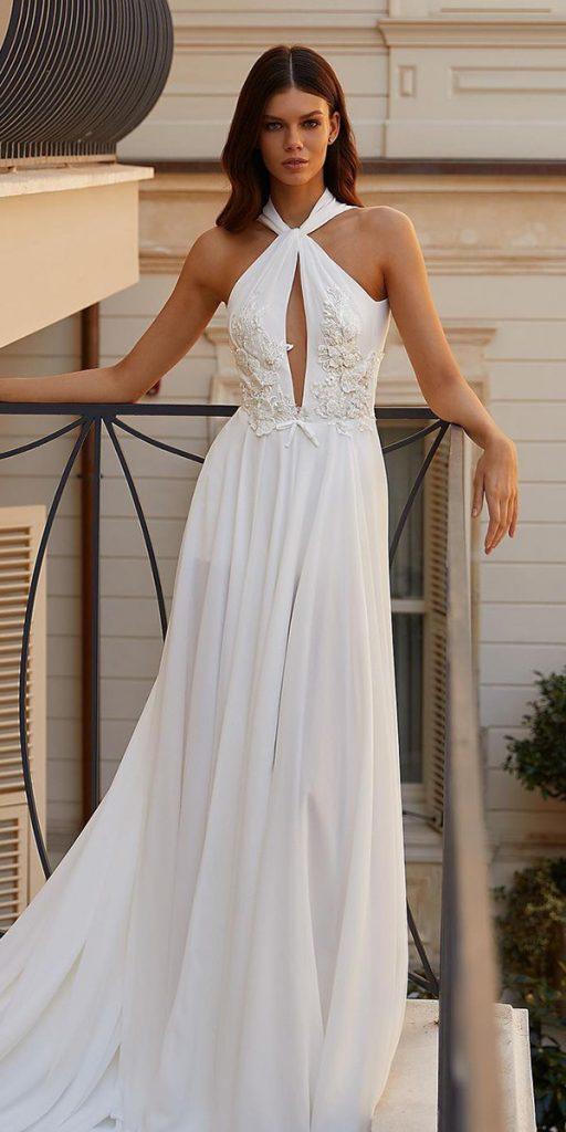destination wedding dresses a line halter neckline milla nova