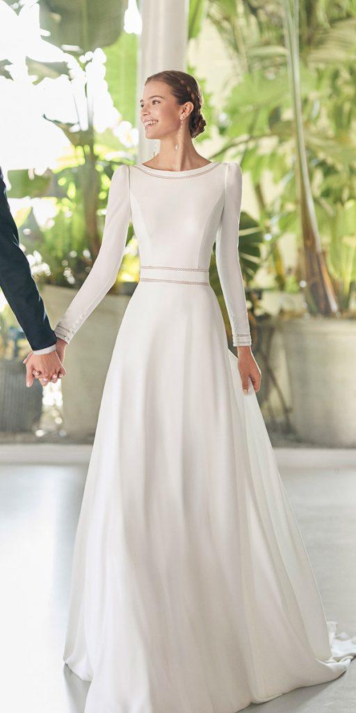 modest wedding dresses a line with long sleeves simple rosa clara