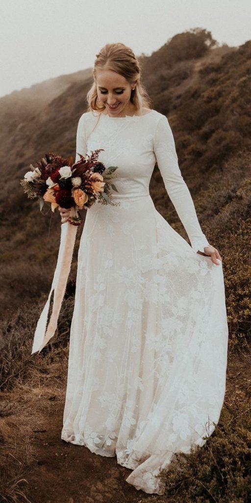  modest wedding dresses with sleeves a line outdoor country lace wearyourlovexo