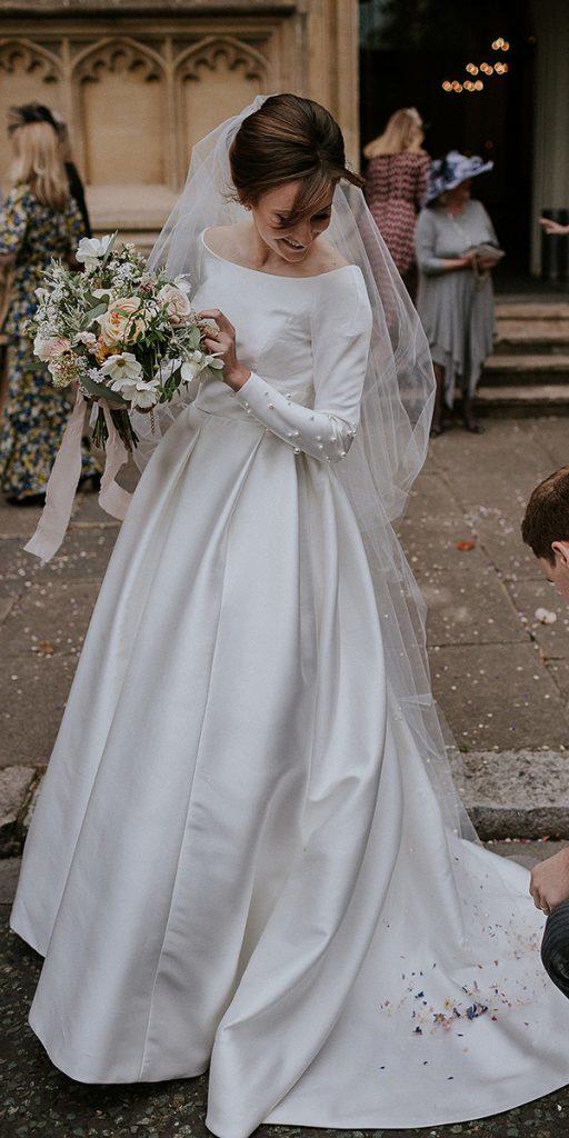 modest wedding dresses with sleeves simple ball gown missbush