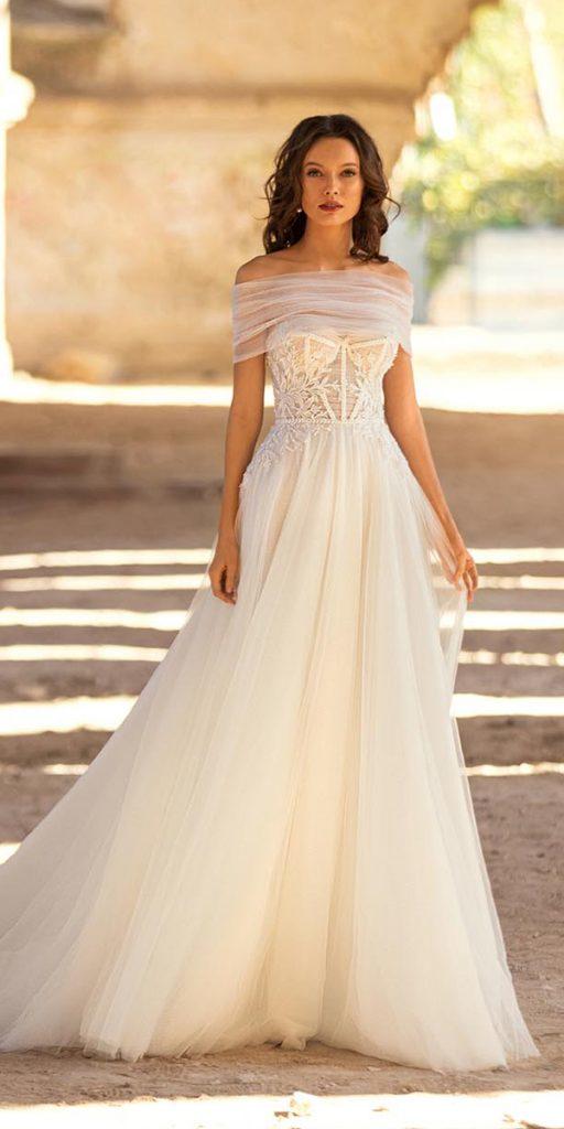 princess wedding dresses strapless neckline a line eva lendel
