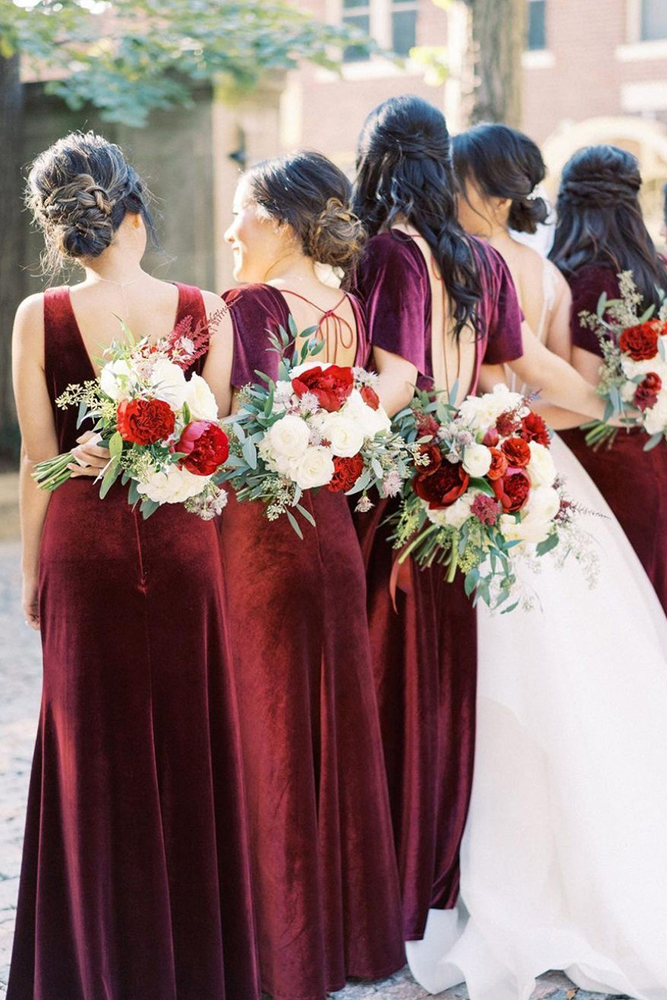 red bridesmaid dresses burgundy velvet jennyyoonyc