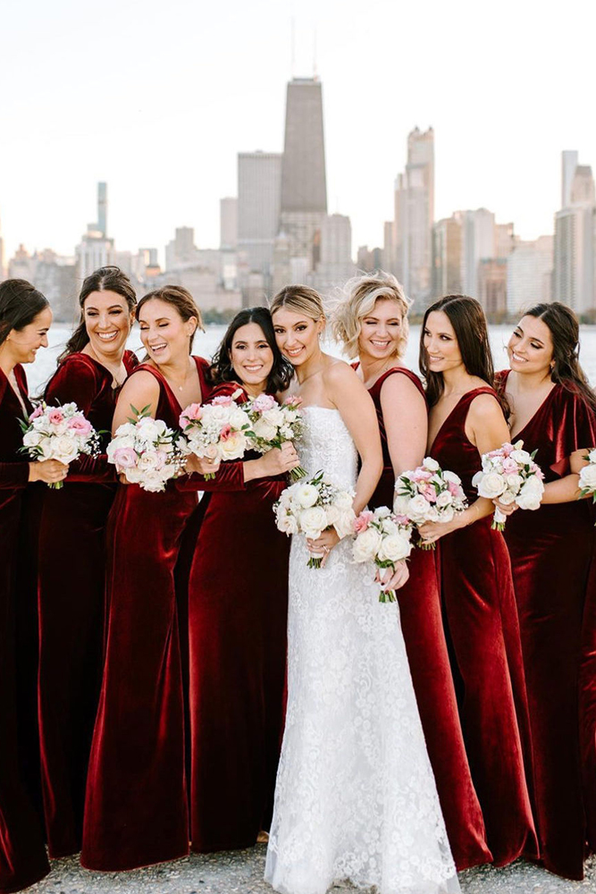 red bridesmaid dresses velvet long dark jennyyoonyc