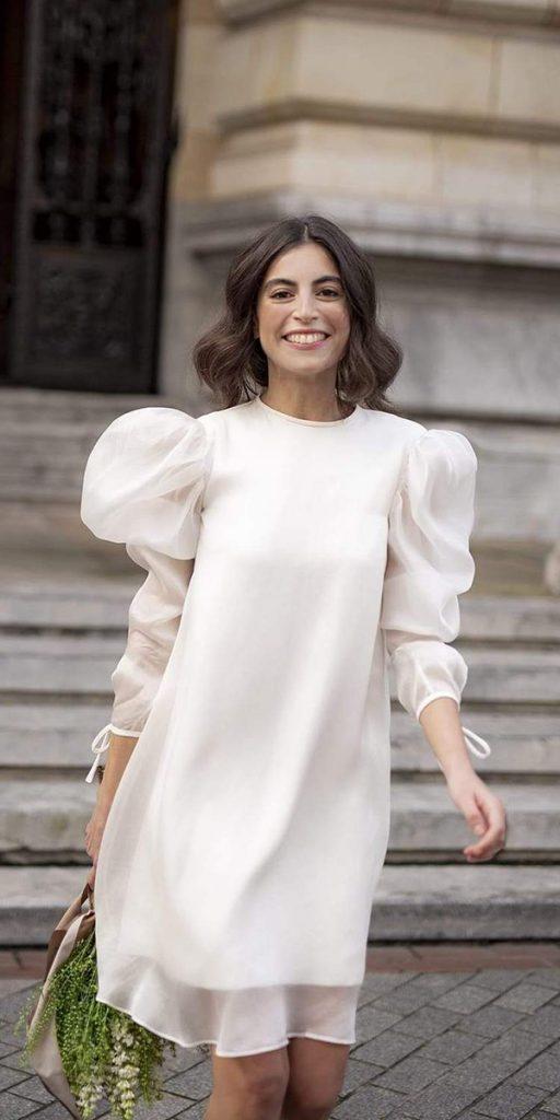 short wedding dresses simple with sleeves white country sophieetvoila