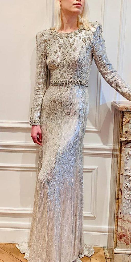 vintage wedding dresses 1920s with sleeves silver jeweled beaded jennypackham
