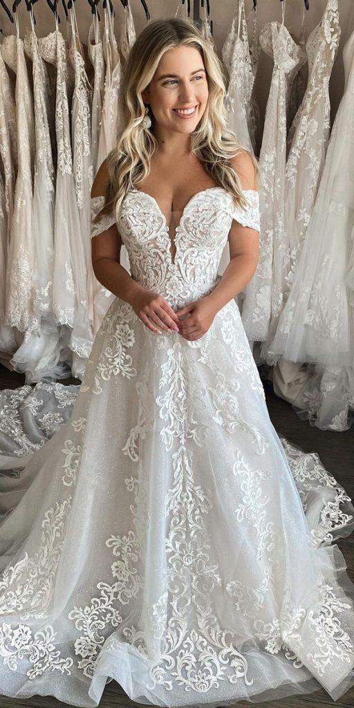 a line wedding dresses off the shoulder sweetheart neckline lace essenseofaustralia