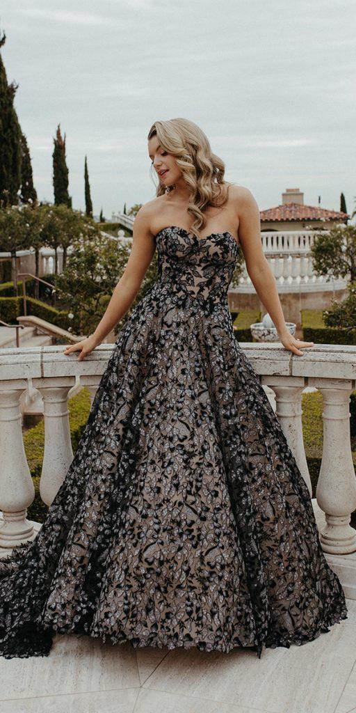 black and wedding dresses a line sweetheart neckline lace casablancabridal