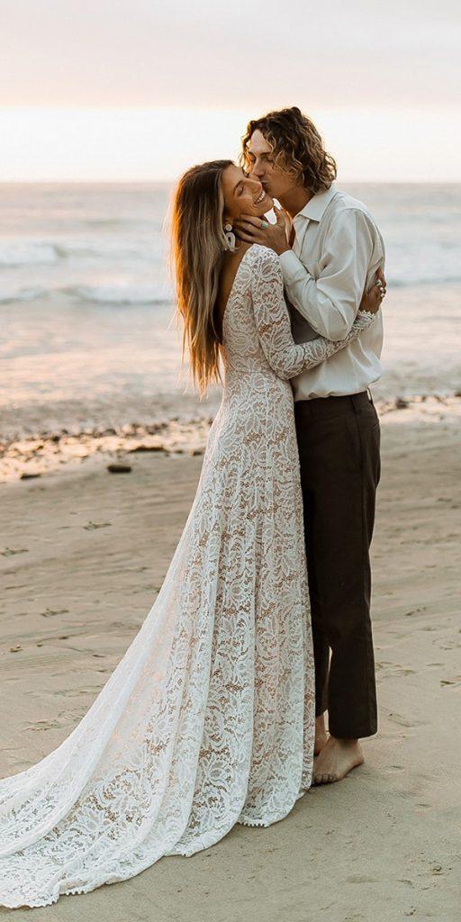 bridal gowns with sleeves a line low back lace wearyourlovexo
