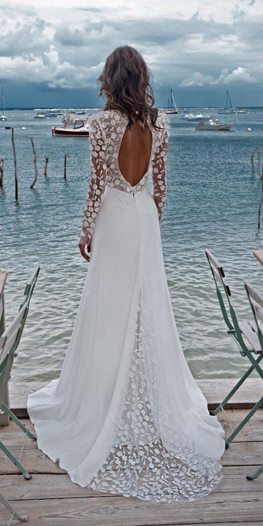 bridal gowns with sleeves sheath open back fabienne alagama