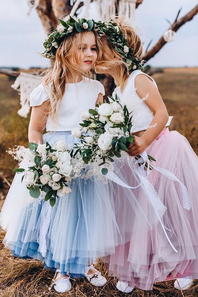 country flower girl dresses tulle skirt boho colored rustic stylishbrideaccs