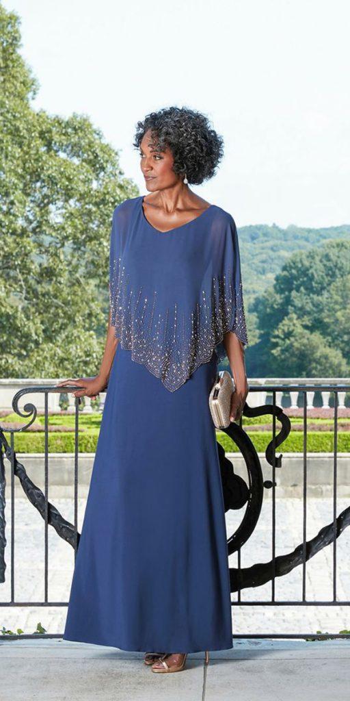country mother of the bride dress navy simple with cape alexevenings