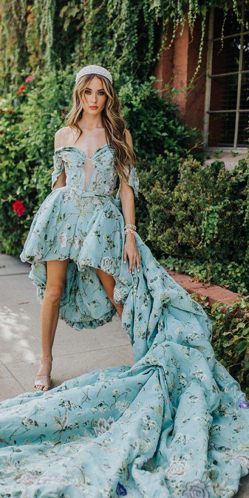 high low wedding dresses blue rustic strapless neckline ines di santo