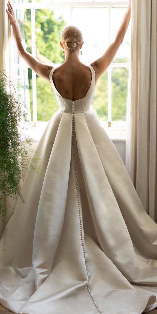 ivory wedding dresses ball gown simple open back truebride
