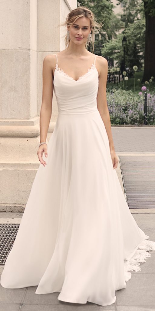  ivory wedding dresses simple a line with spaghetti straps maggie sottero