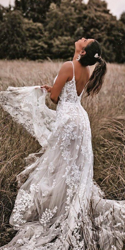 lace beach wedding dresses a line with spaghetti sstraps rustic martinalianabridal