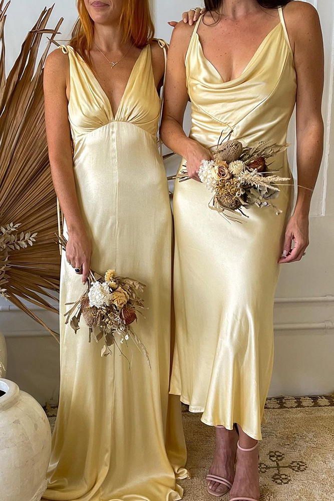  light yellow bridesmaid dresses simple boho leaveherwilder